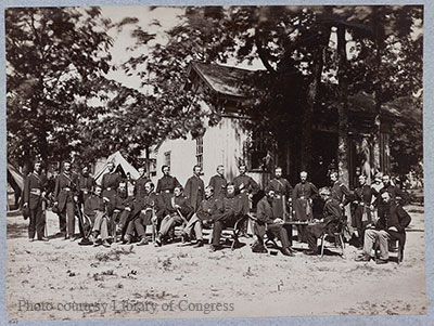 Officers of the 21st Michigan during a lull in the fighting in 1863.  Photo from the Library of Congress.